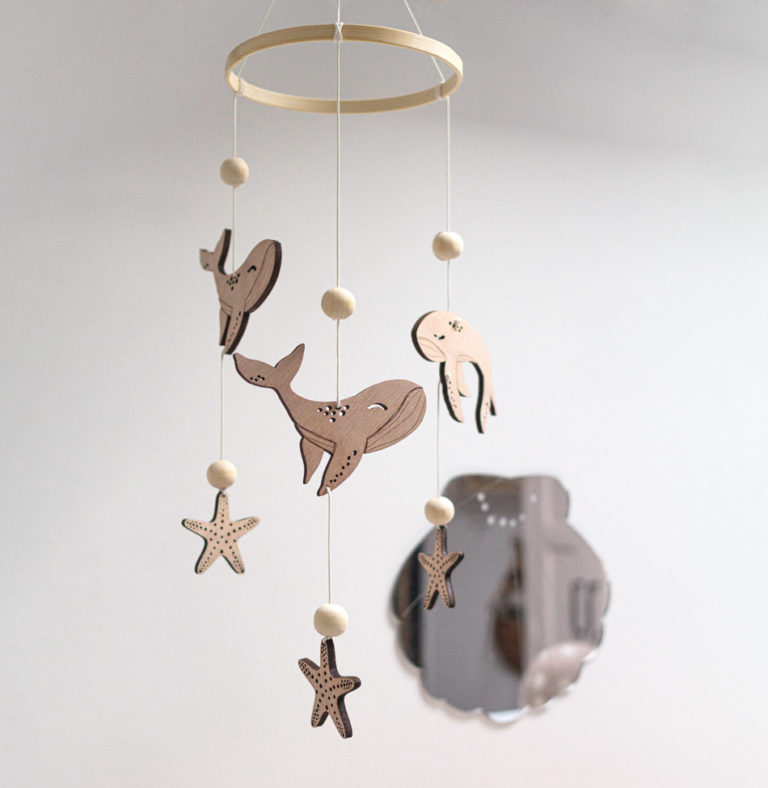 Mobile Bébé Aolkee Animaux Feutre - Éléphant, Girafe, Lion - 24x52cm - Décoration Chambre Nouveau-né